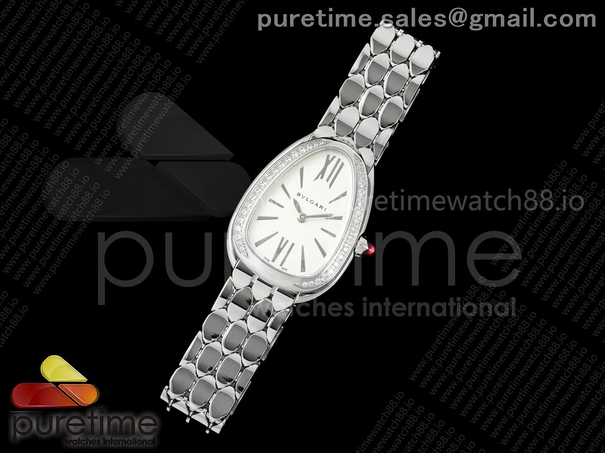Serpenti Seduttori SS BVF White Dial Diamonds Bezel on SS Bracelet ETA Quartz