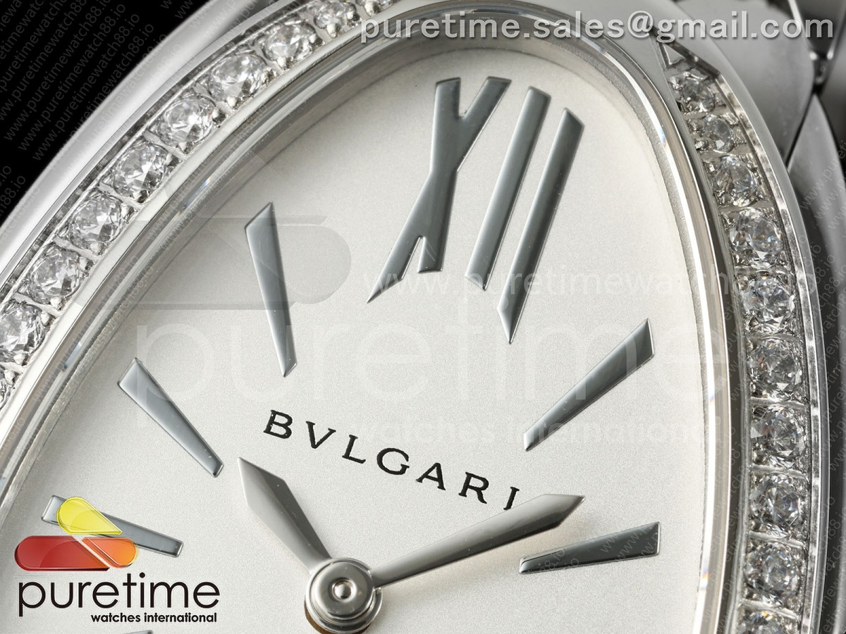 Serpenti Seduttori SS BVF White Dial Diamonds Bezel on SS Bracelet ETA Quartz