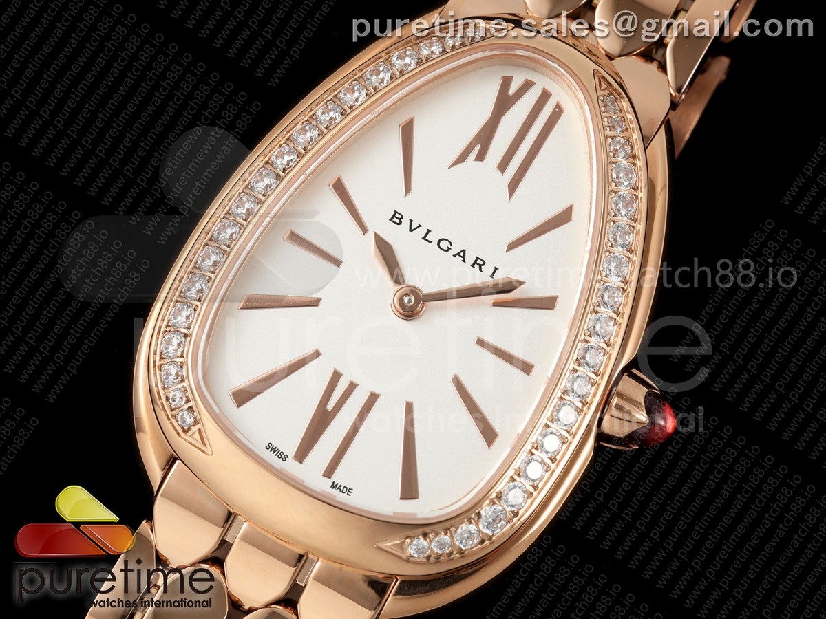 Serpenti Seduttori RG BVF White/Blue Dial Diamonds Bezel on RG Bracelet ETA Quartz