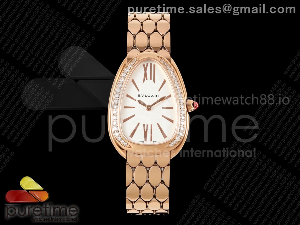 Serpenti Seduttori RG BVF White/Blue Dial Diamonds Bezel on RG Bracelet ETA Quartz