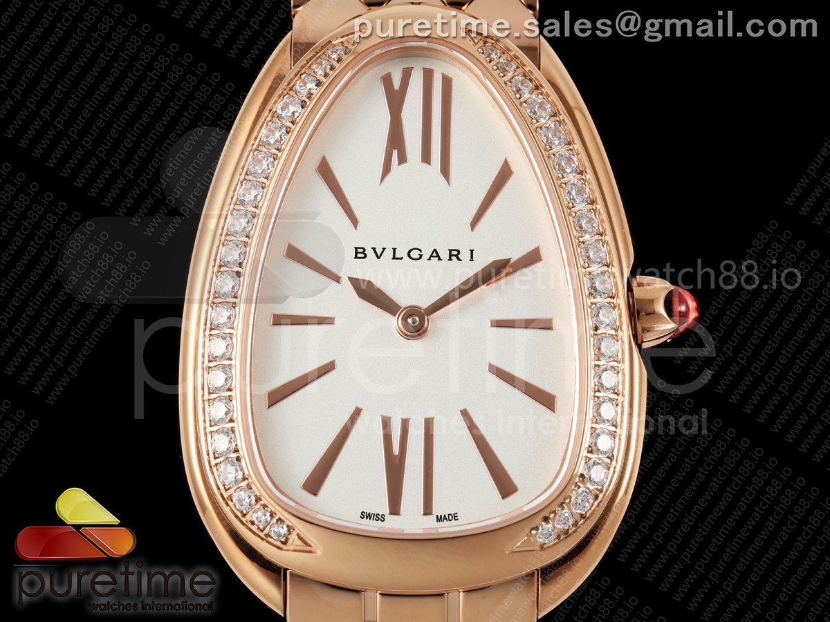 Serpenti Seduttori RG BVF White/Blue Dial Diamonds Bezel on RG Bracelet ETA Quartz