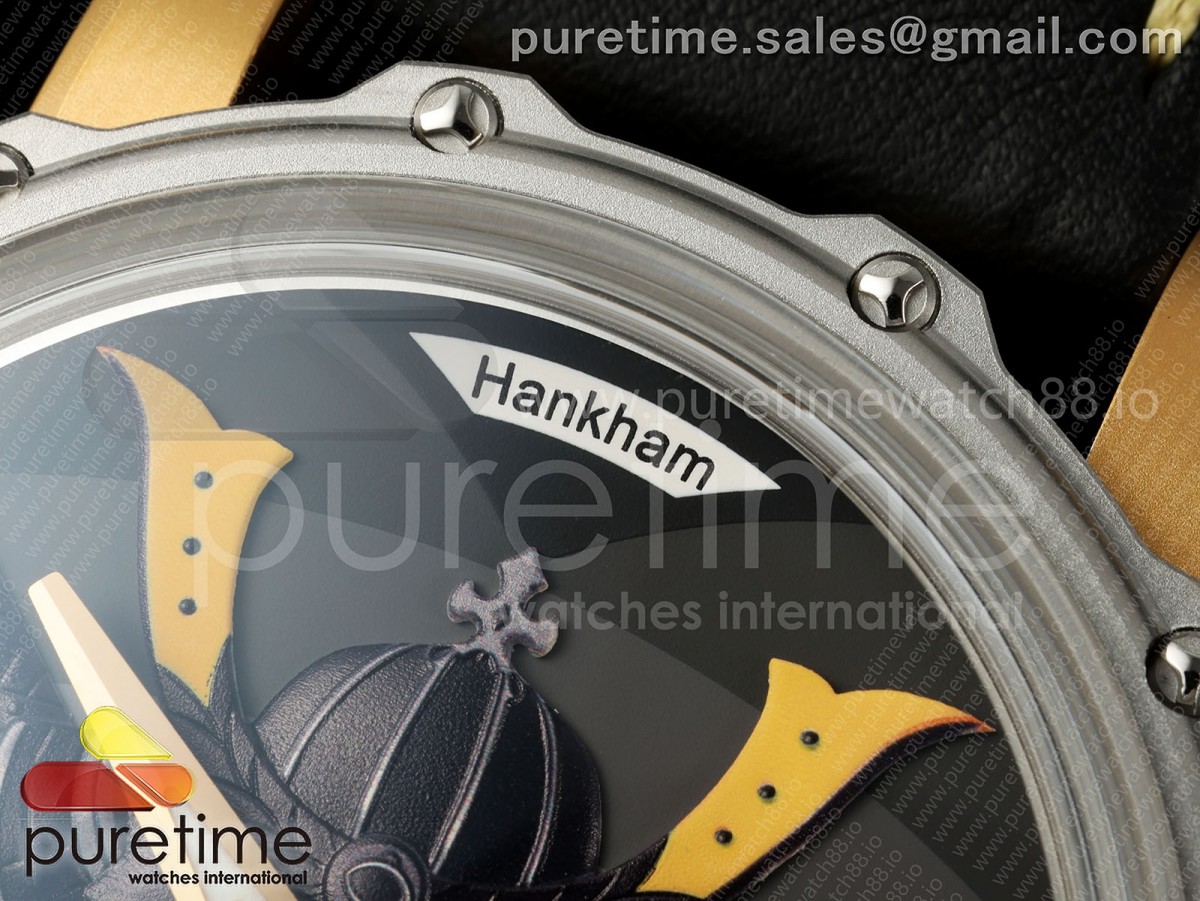 Hankham Two Tone Samurai Dial on Black Leather Strap MIYOTA 8215