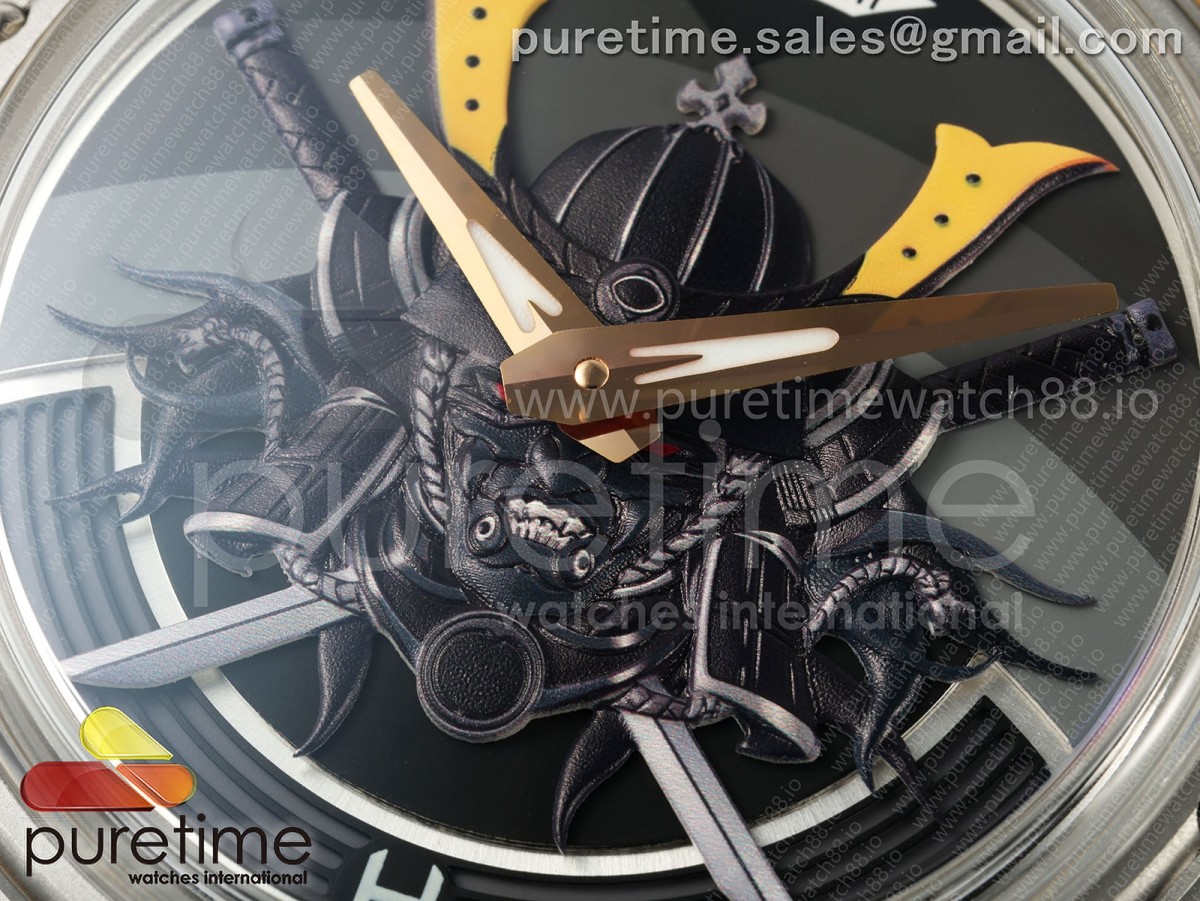 Hankham Two Tone Samurai Dial on Black Leather Strap MIYOTA 8215