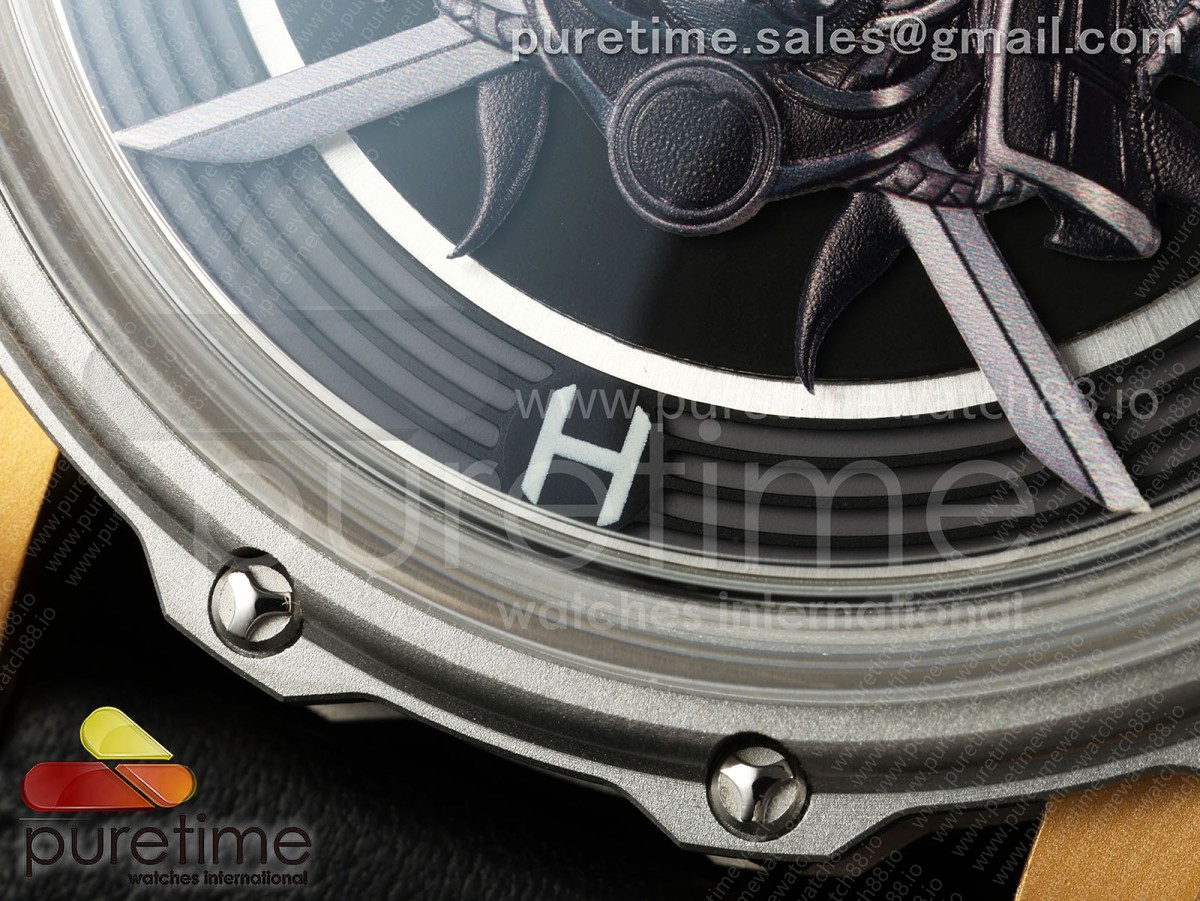 Hankham Two Tone Samurai Dial on Black Leather Strap MIYOTA 8215