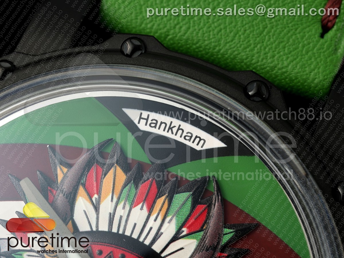 Hankham PVD Indians Dial on Green Leather Strap MIYOTA 8215