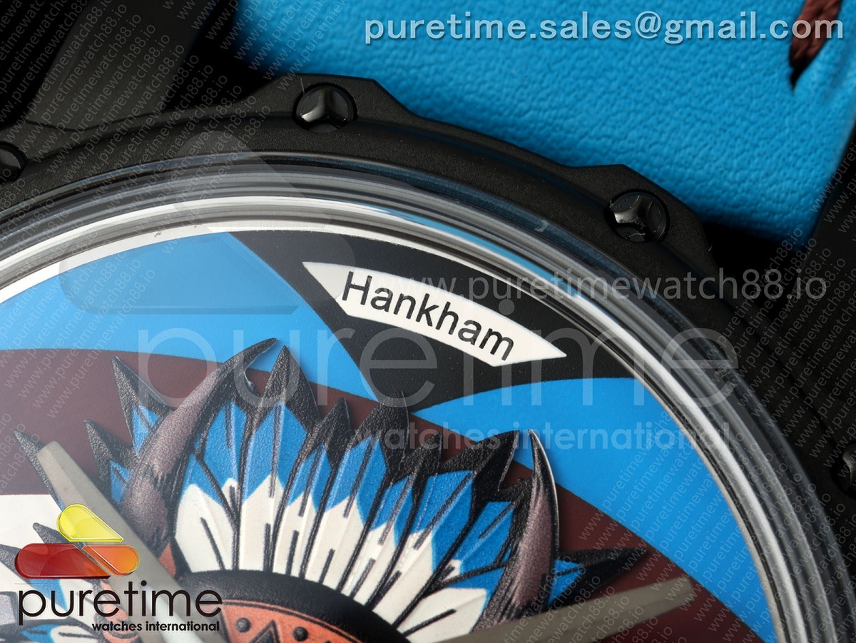 Hankham PVD Indians Dial on Blue Leather Strap MIYOTA 8215