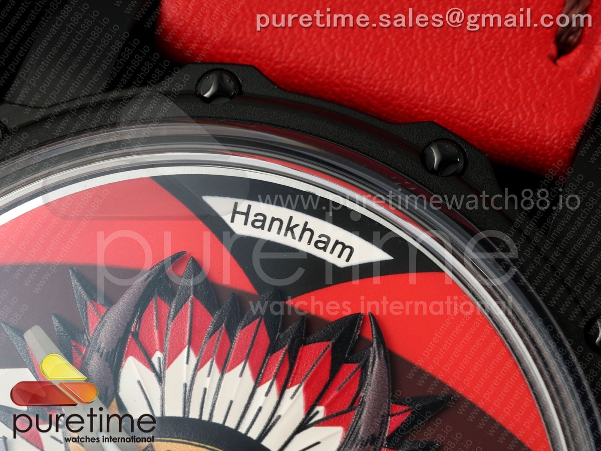 Hankham PVD Indians Dial on Red Leather Strap MIYOTA 8215