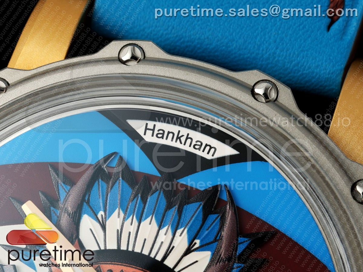 Hankham Two Tone Indians Dial on Blue Leather Strap MIYOTA 8215