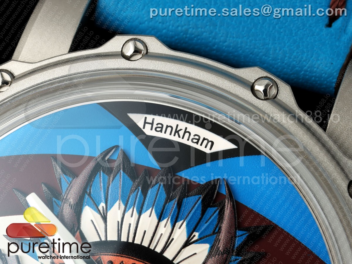 Hankham SS Indians Dial on Blue Leather Strap MIYOTA 8215