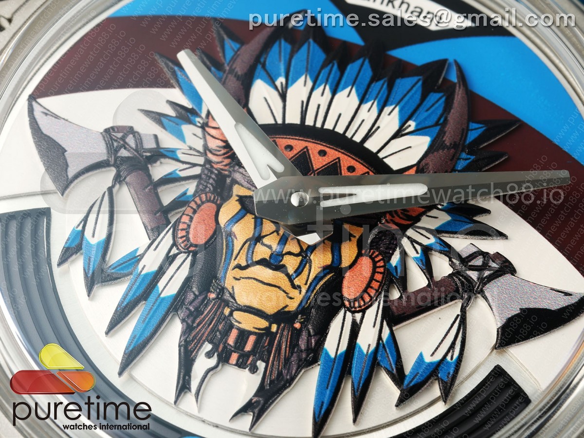 Hankham SS Indians Dial on Blue Leather Strap MIYOTA 8215