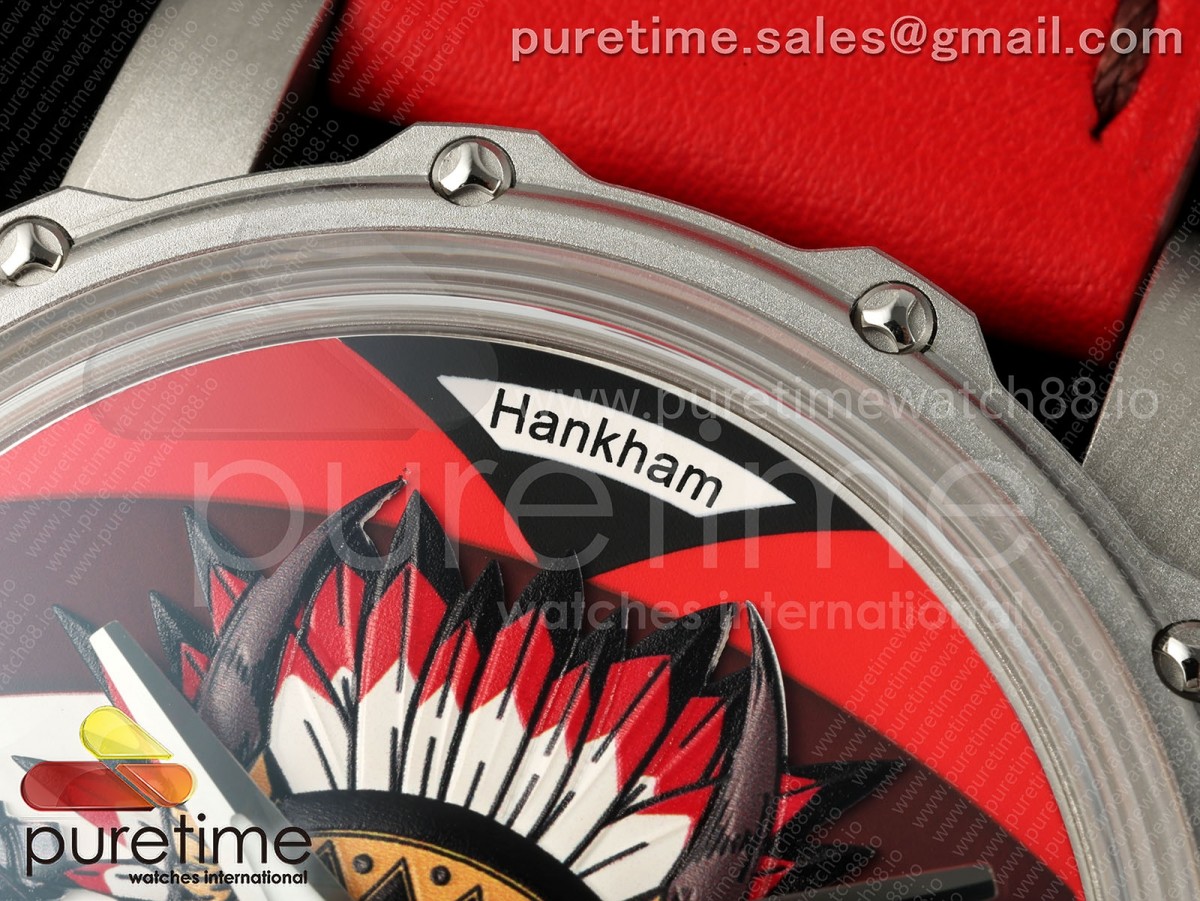 Hankham SS Indians Dial on Red Leather Strap MIYOTA 8215