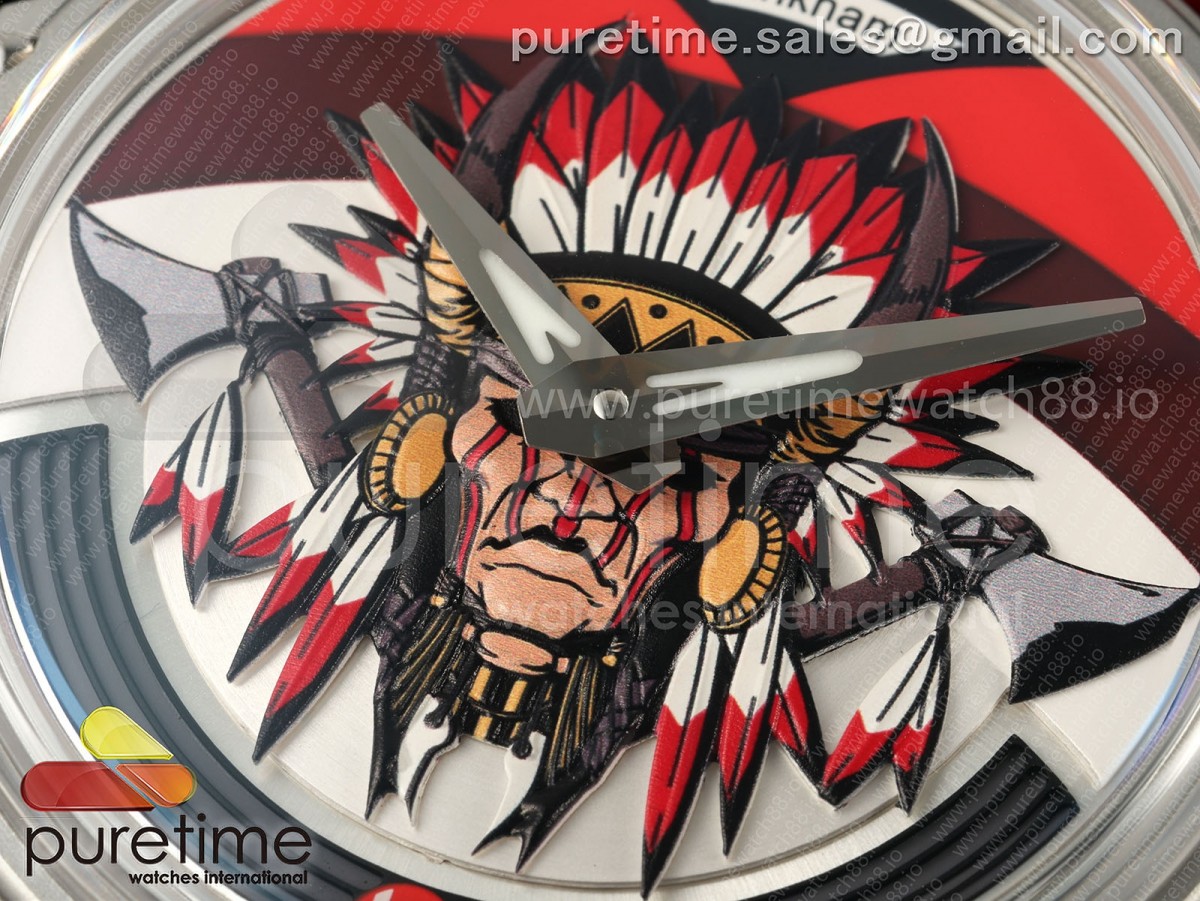 Hankham SS Indians Dial on Red Leather Strap MIYOTA 8215