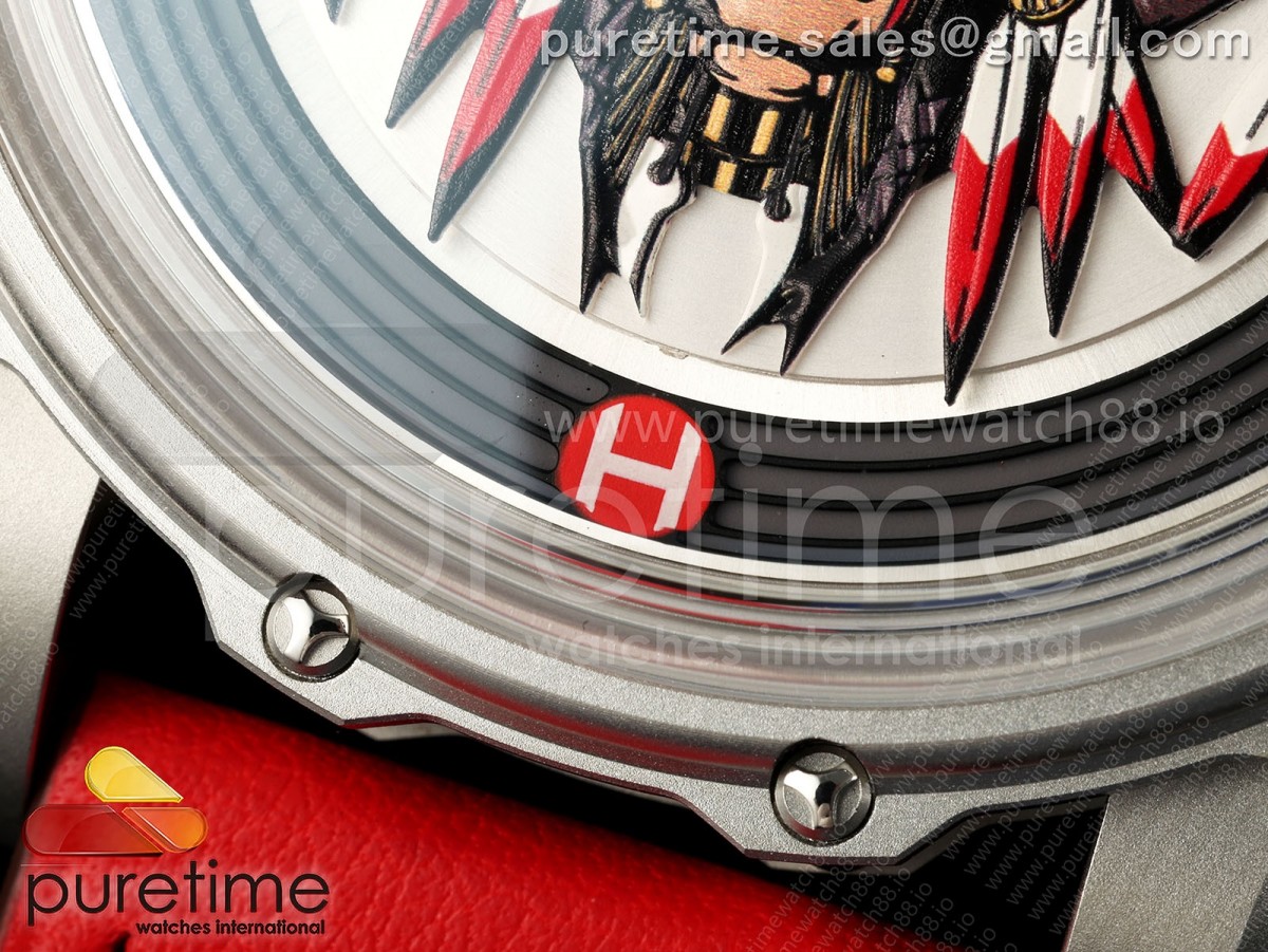 Hankham SS Indians Dial on Red Leather Strap MIYOTA 8215