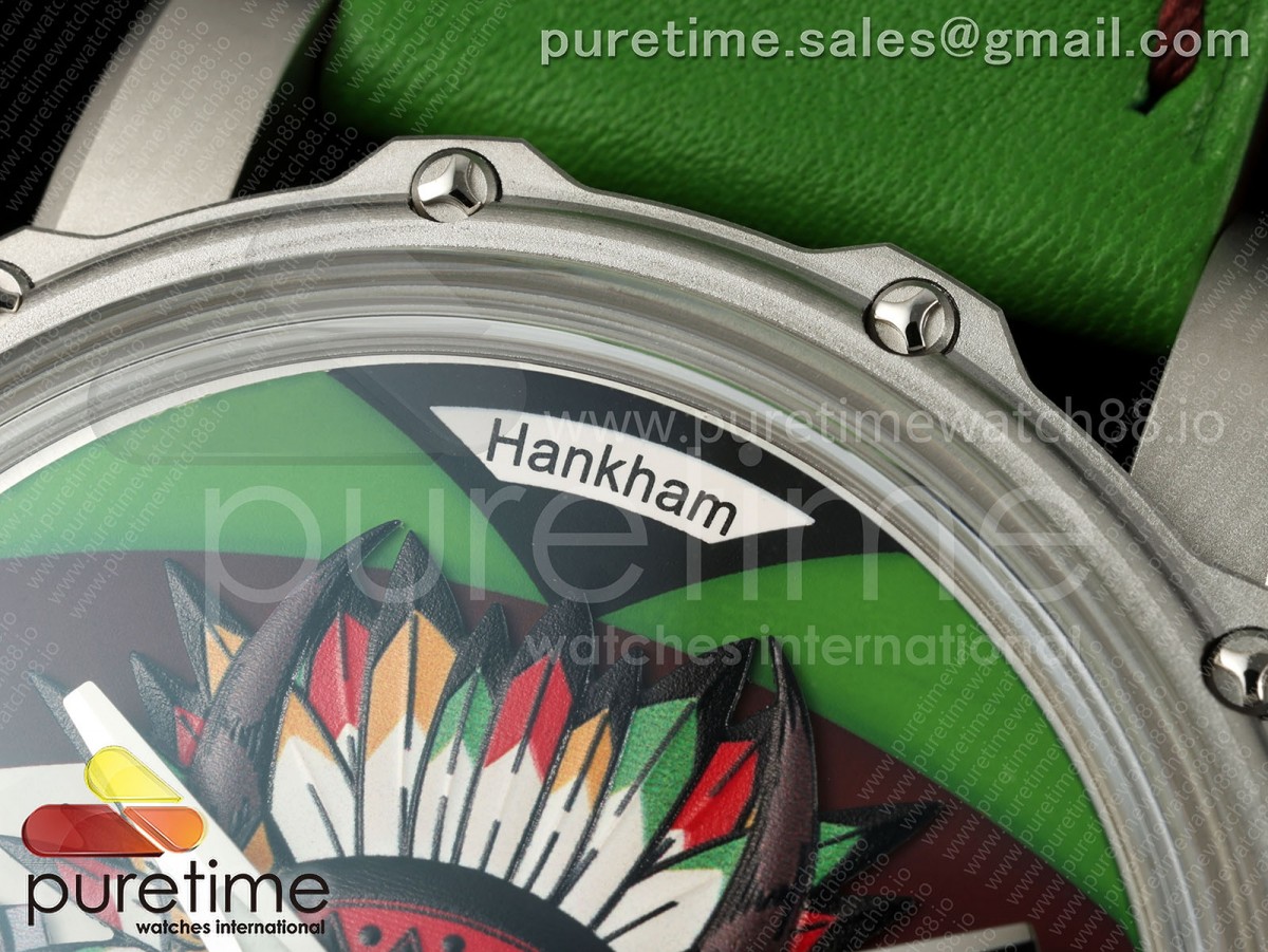 Hankham SS Indians Dial on Green Leather Strap MIYOTA 8215