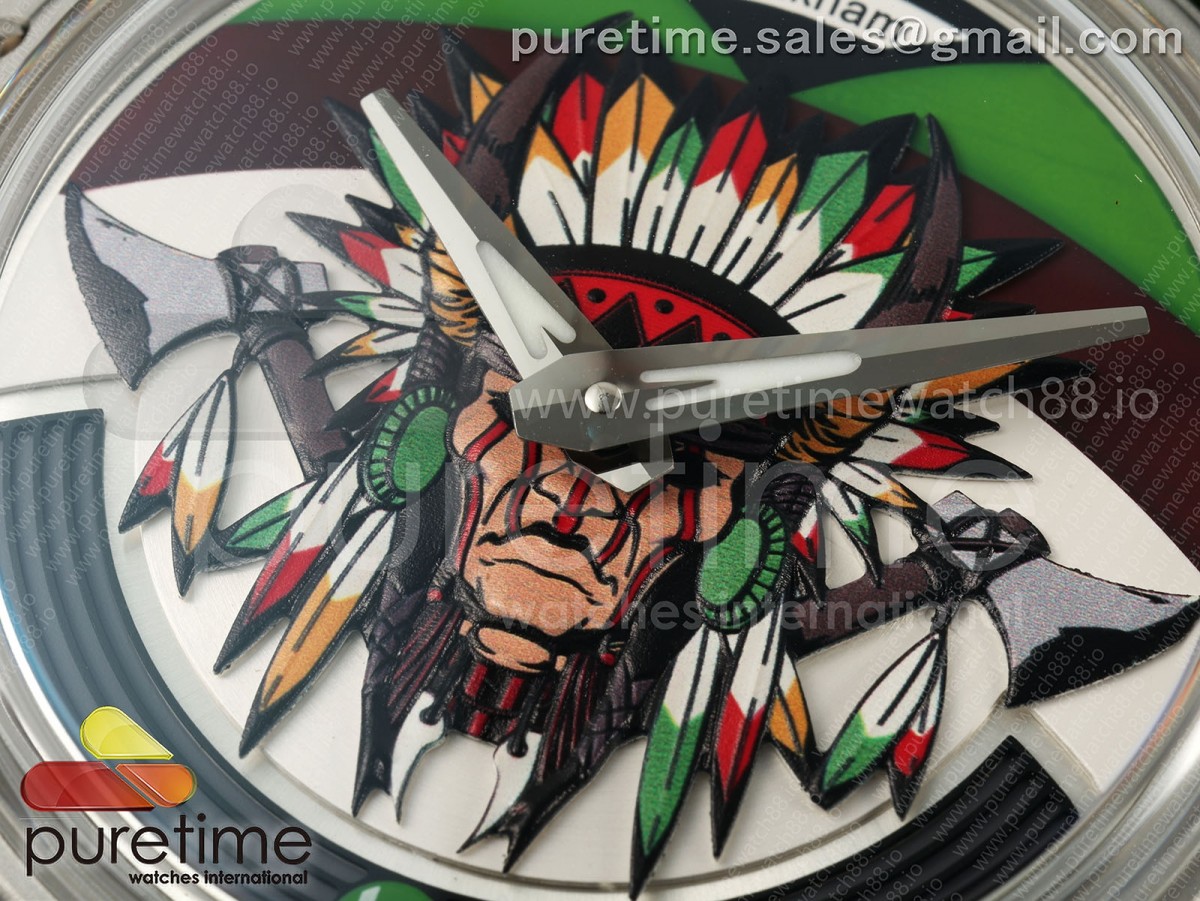 Hankham SS Indians Dial on Green Leather Strap MIYOTA 8215