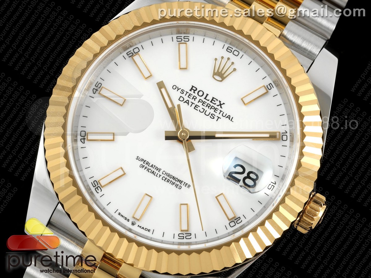 DateJust 41 126333 EWEF White Stick Dial on SS/YG Jubilee Bracelet A3235