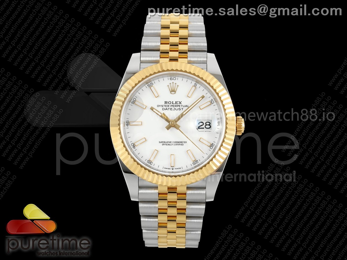DateJust 41 126333 EWEF White Stick Dial on SS/YG Jubilee Bracelet A3235