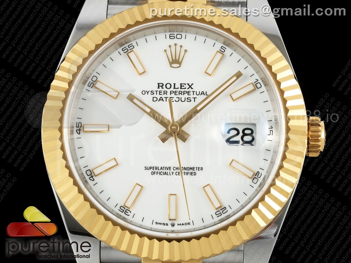 DateJust 41 126333 EWEF White Stick Dial on SS/YG Jubilee Bracelet A3235