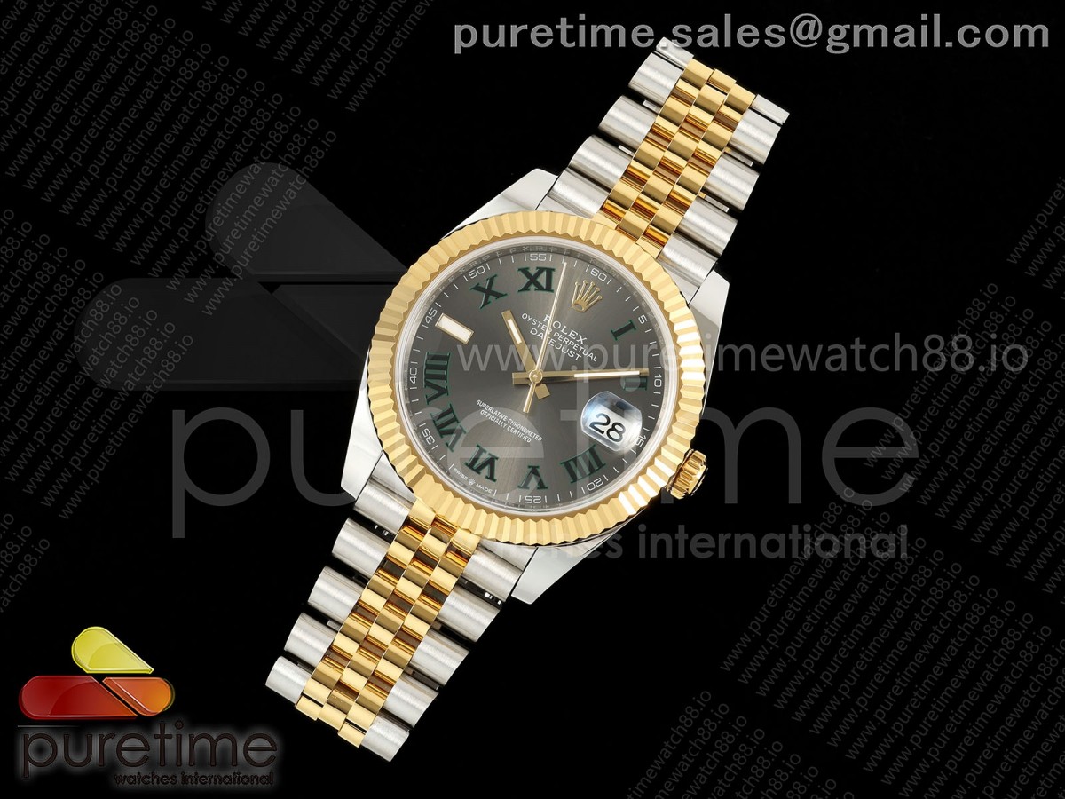 DateJust 41 126333 EWEF Gray Dial Green Roman Markers on SS/YG Jubilee Bracelet A3235