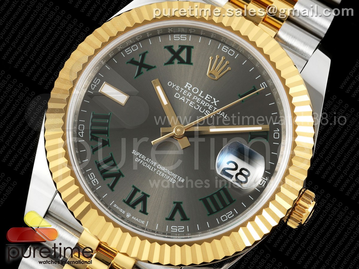 DateJust 41 126333 EWEF Gray Dial Green Roman Markers on SS/YG Jubilee Bracelet A3235