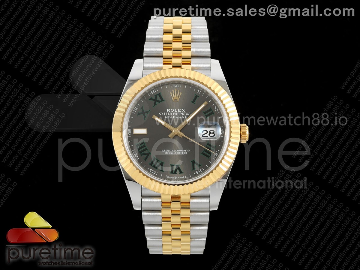 DateJust 41 126333 EWEF Gray Dial Green Roman Markers on SS/YG Jubilee Bracelet A3235
