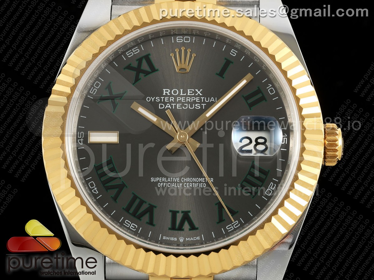 DateJust 41 126333 EWEF Gray Dial Green Roman Markers on SS/YG Jubilee Bracelet A3235