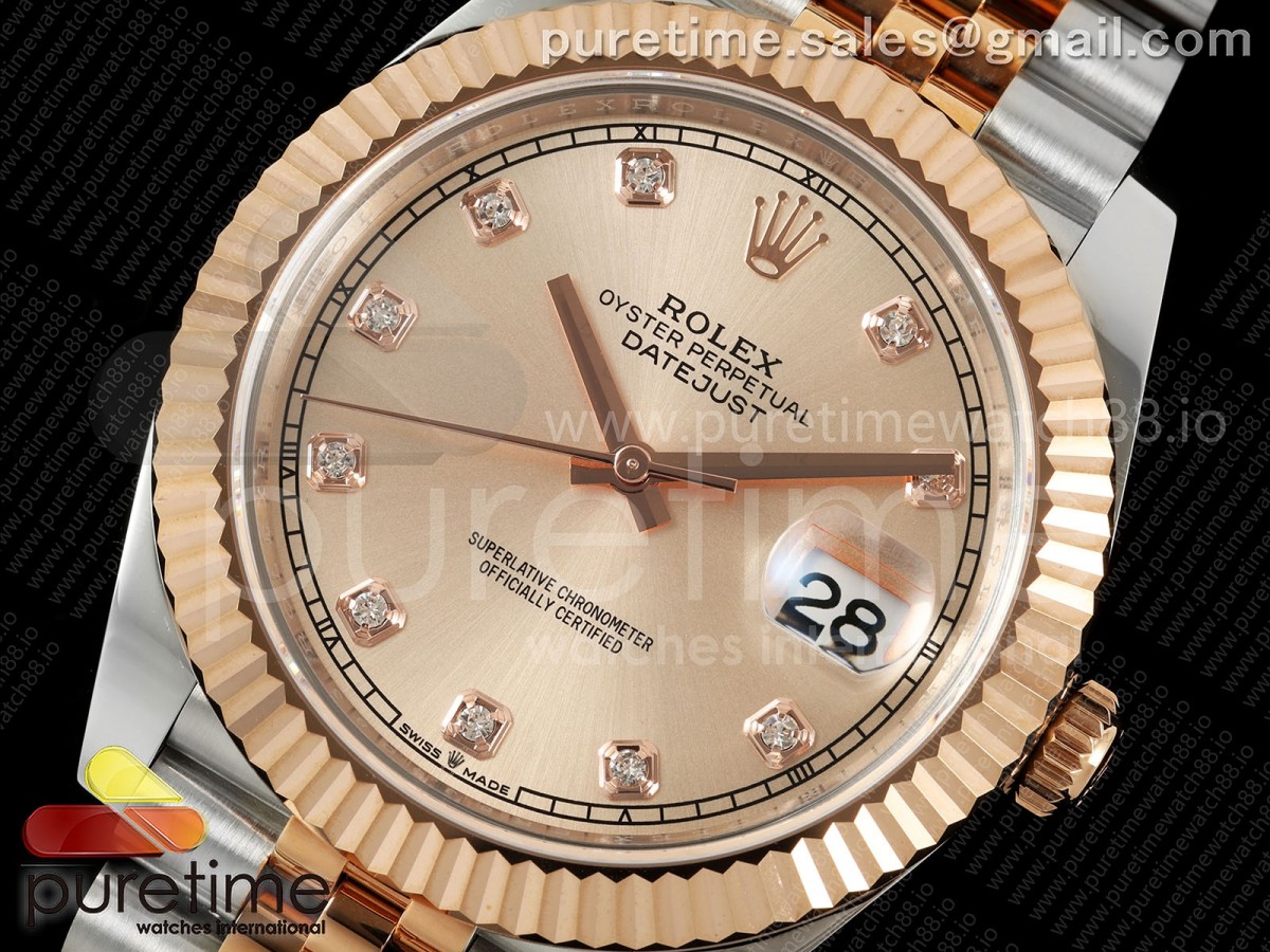 DateJust 41 126331 EWEF RG Diamonds Dial on SS/RG Jubilee Bracelet A3235