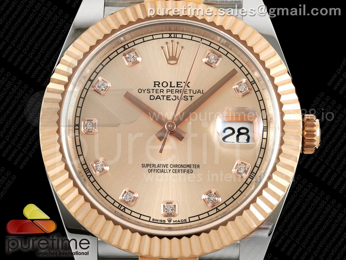 DateJust 41 126331 EWEF RG Diamonds Dial on SS/RG Jubilee Bracelet A3235
