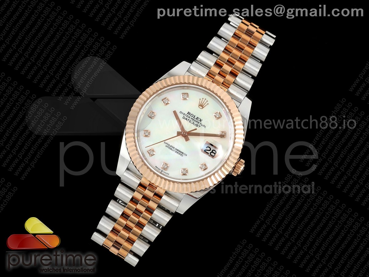 DateJust 41 126331 EWEF White MOP Dial on SS/RG Jubilee Bracelet A3235