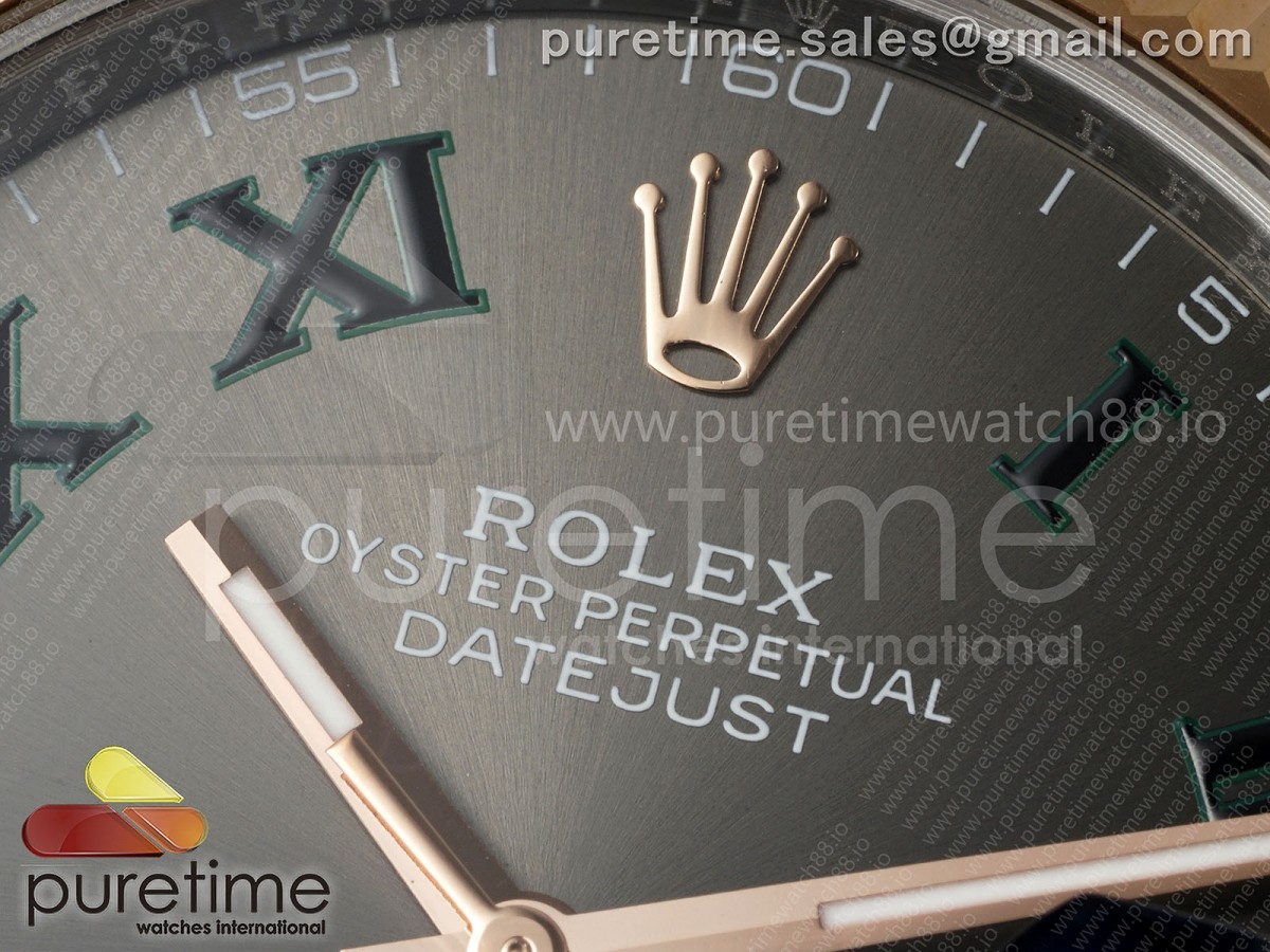 DateJust 41 126331 EWEF Gray Dial Green Roman Marker on SS/RG Jubilee Bracelet A3235