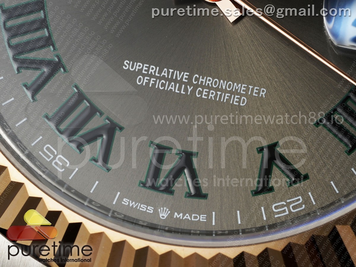 DateJust 41 126331 EWEF Gray Dial Green Roman Marker on SS/RG Jubilee Bracelet A3235