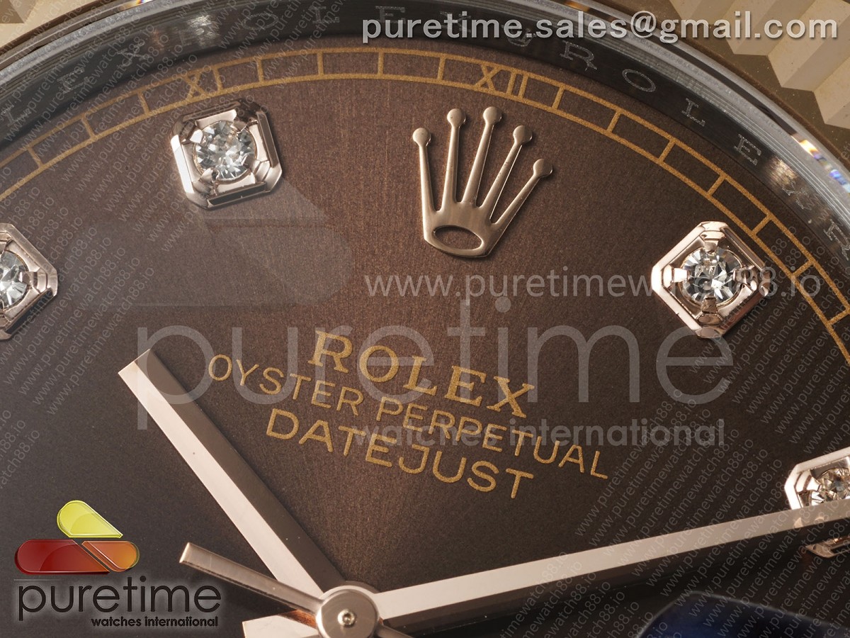 DateJust 41 126331 EWEF Brown Diamonds Dial on SS/RG Oyster Bracelet A3235