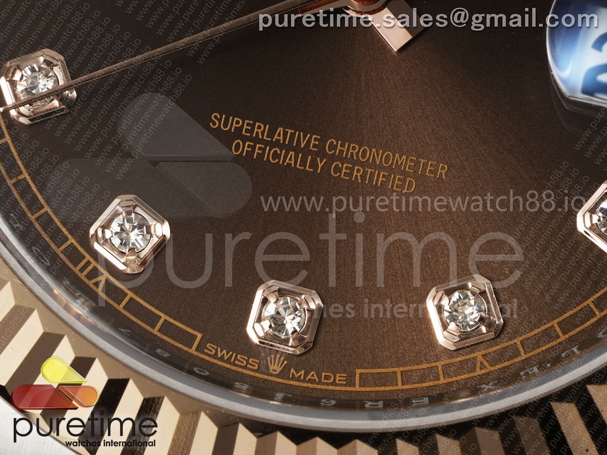 DateJust 41 126331 EWEF Brown Diamonds Dial on SS/RG Oyster Bracelet A3235