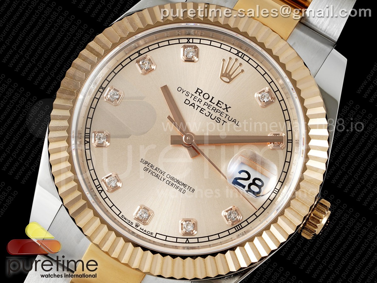 DateJust 41 126331 EWEF RG Diamonds Dial on SS/RG Oyster Bracelet A3235