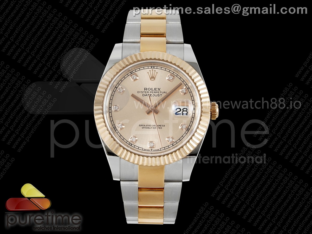 DateJust 41 126331 EWEF RG Diamonds Dial on SS/RG Oyster Bracelet A3235