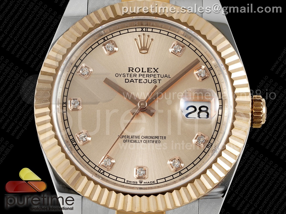 DateJust 41 126331 EWEF RG Diamonds Dial on SS/RG Oyster Bracelet A3235