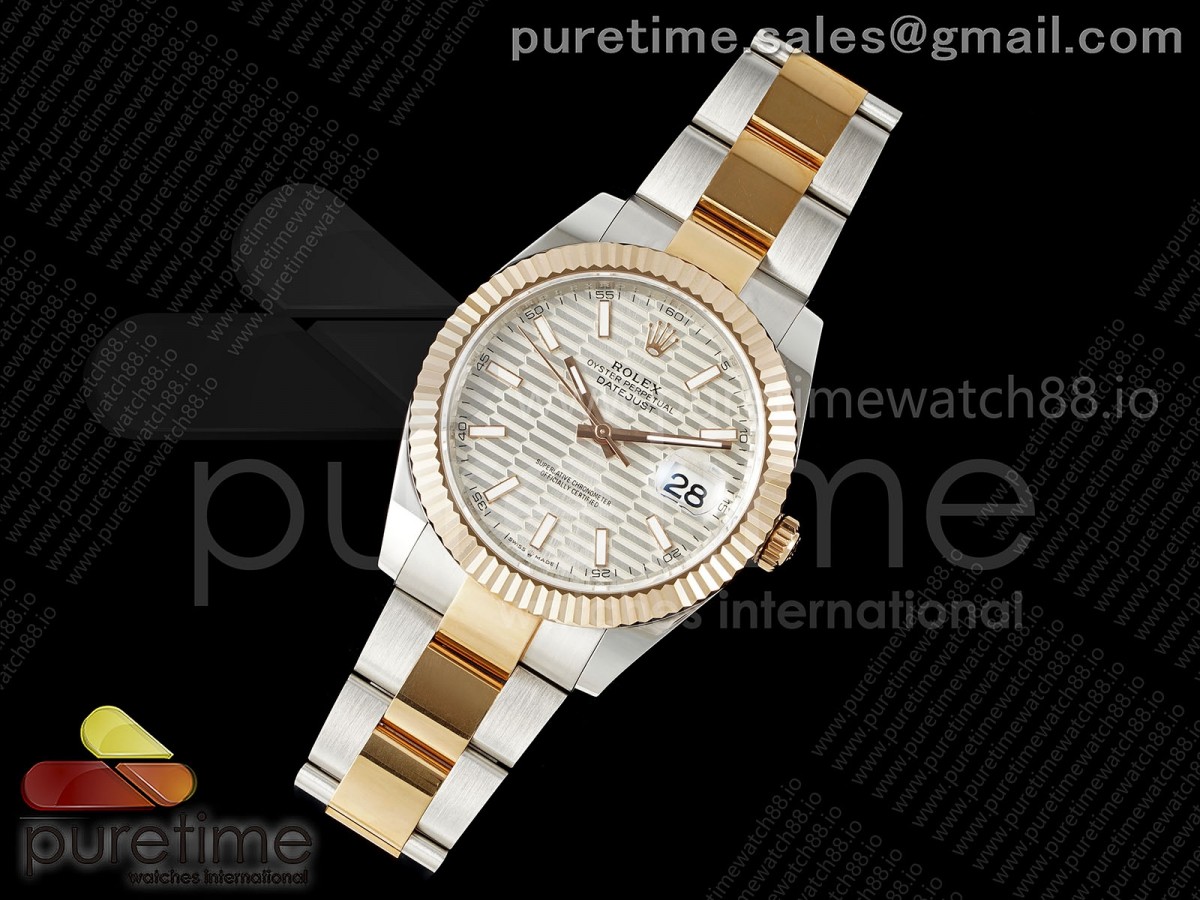 DateJust 41 126331 EWEF Silver Textured Dial on SS/RG Oyster Bracelet A3235