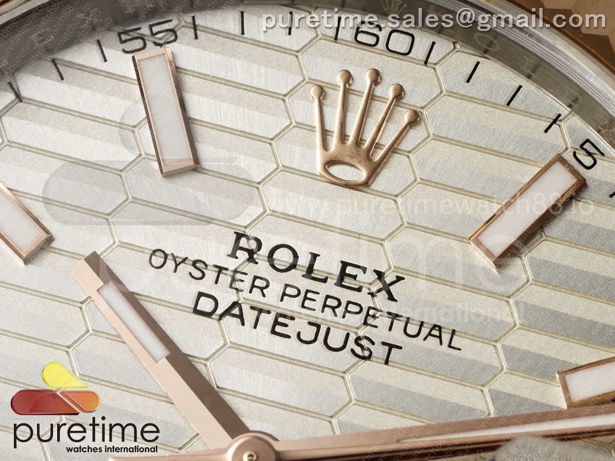 DateJust 41 126331 EWEF Silver Textured Dial on SS/RG Oyster Bracelet A3235