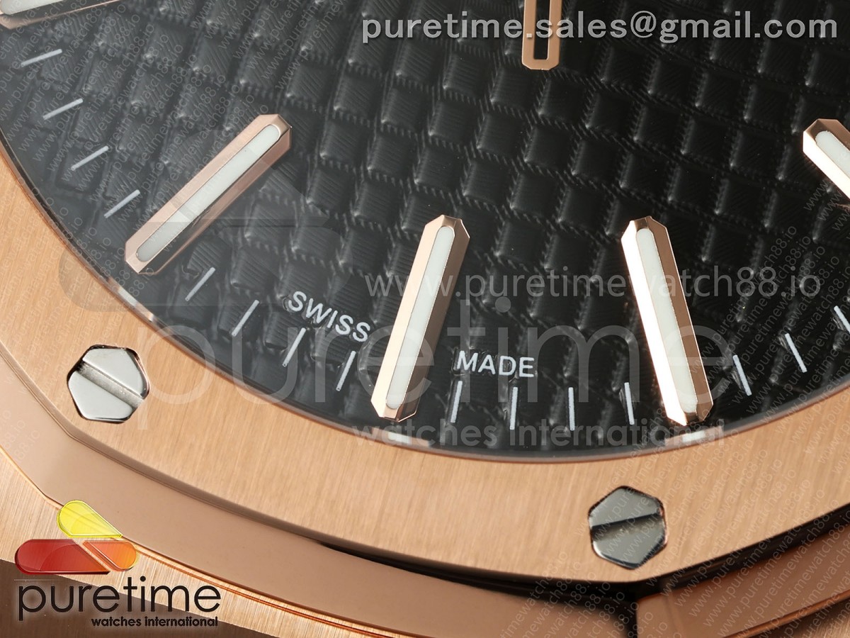 Royal Oak 41mm 15510 "50 Anniversary" RG IPF Black Dial on Black Leather Strap SA4302