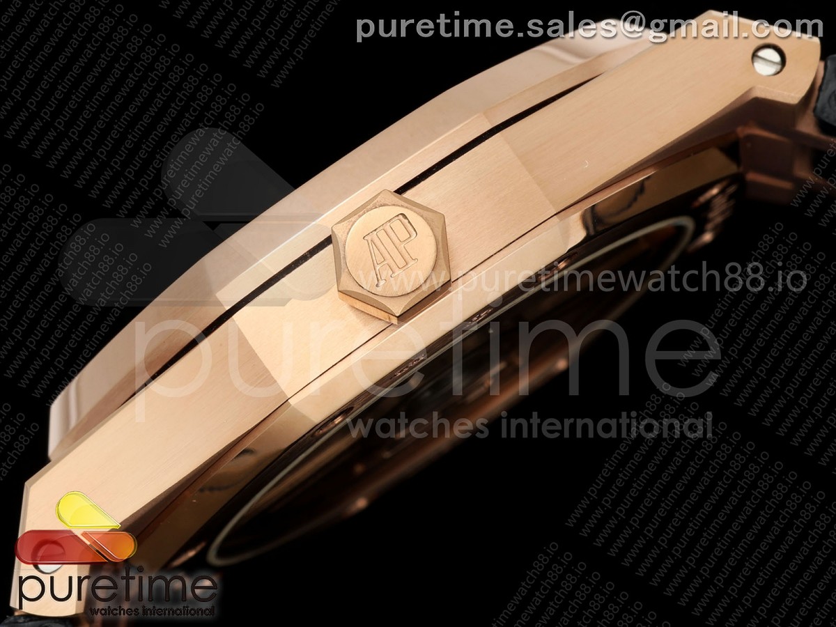 Royal Oak 41mm 15510 "50 Anniversary" RG IPF Black Dial on Black Leather Strap SA4302