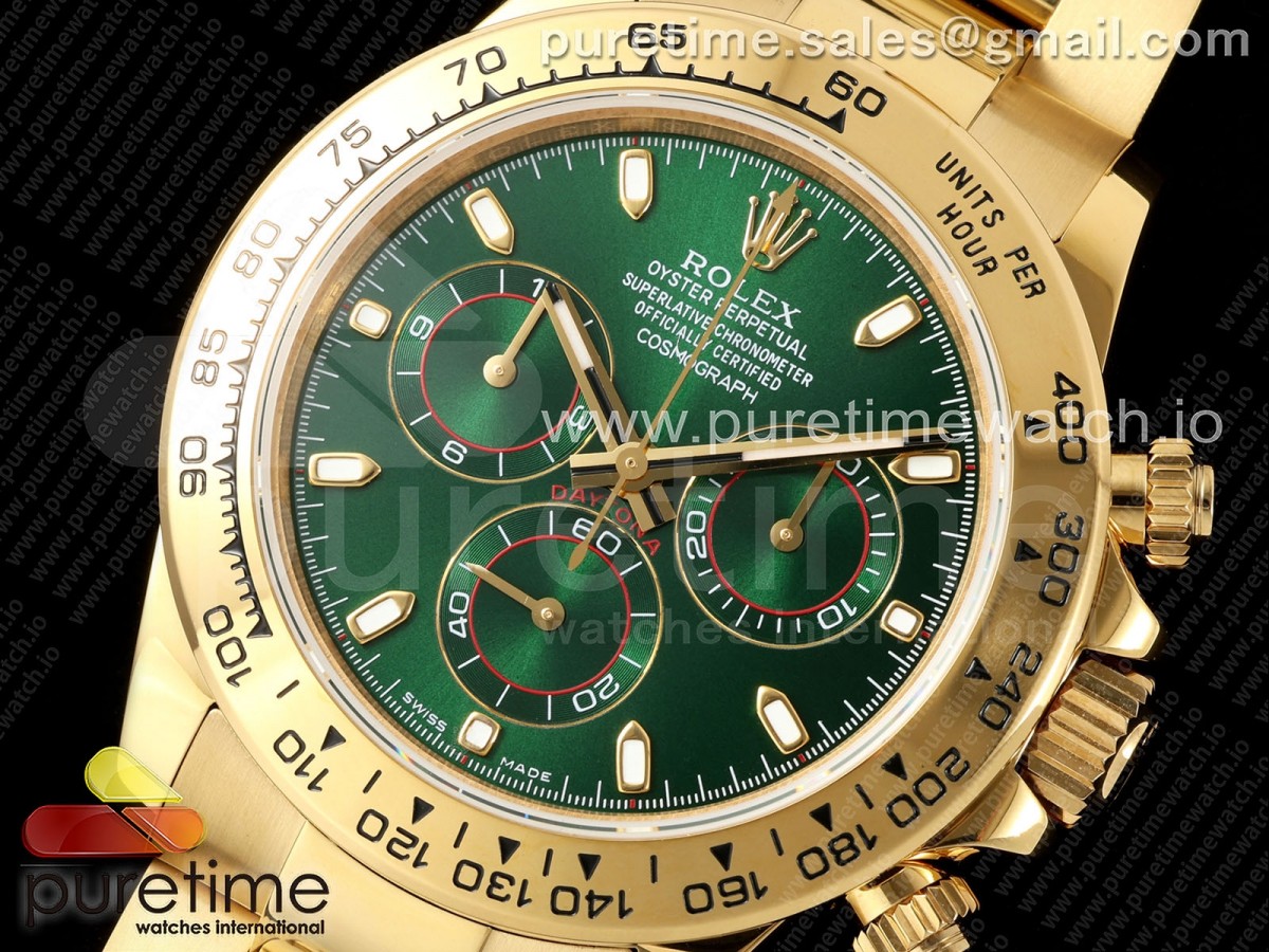 Daytona 116508 3CF Green Dial on YG Bracelet SH4130 V2 (Mod Version)