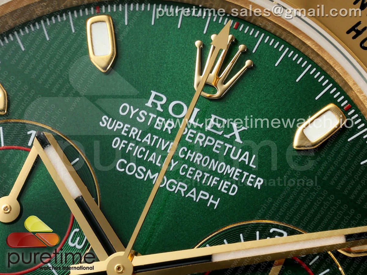 Daytona 116508 3CF Green Dial on YG Bracelet SH4130 V2 (Mod Version)
