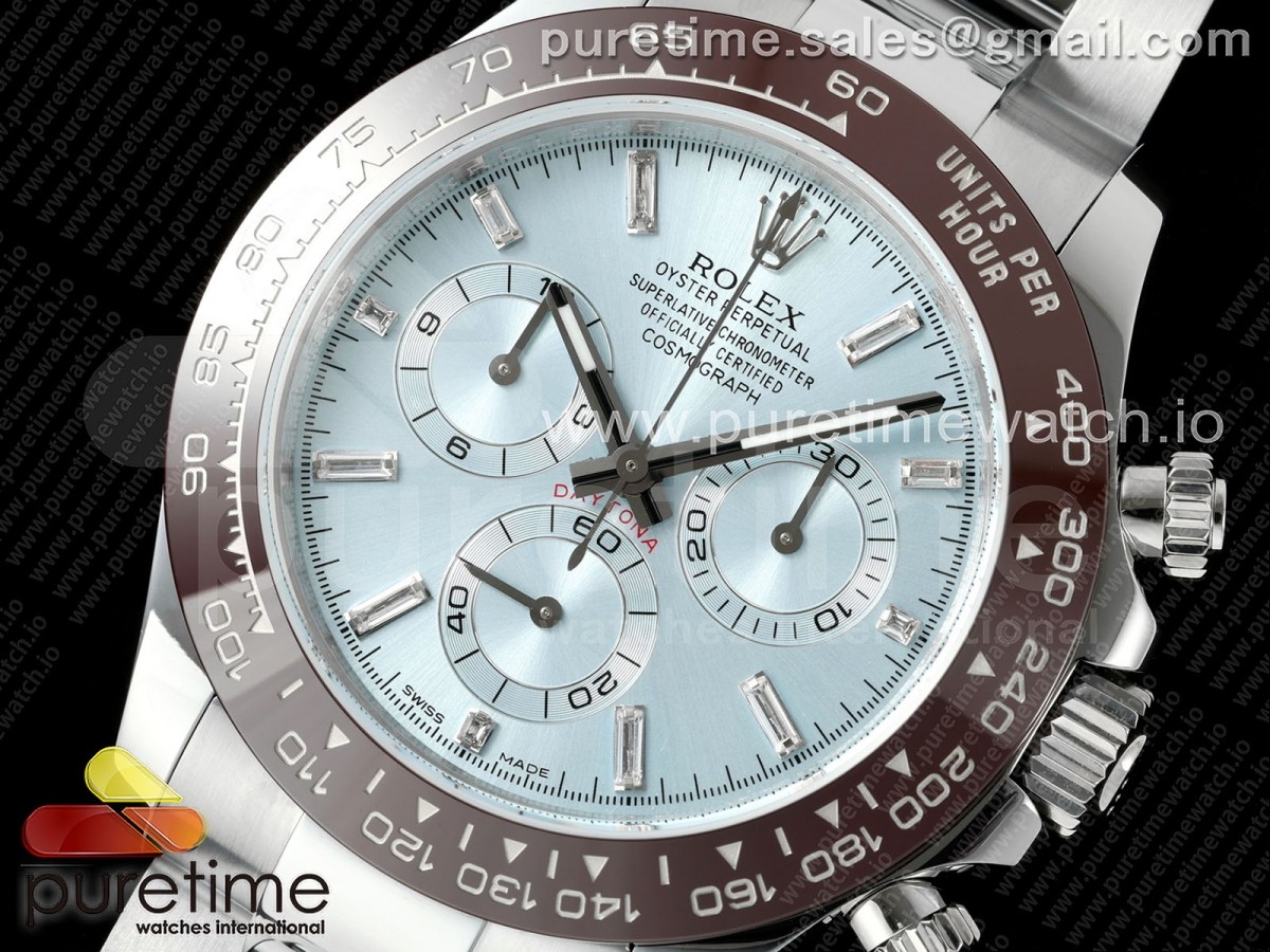 Daytona 116506 3CF Ice Blue Crystal Dial on SS Bracelet SH4130 V2 (Mod Version)