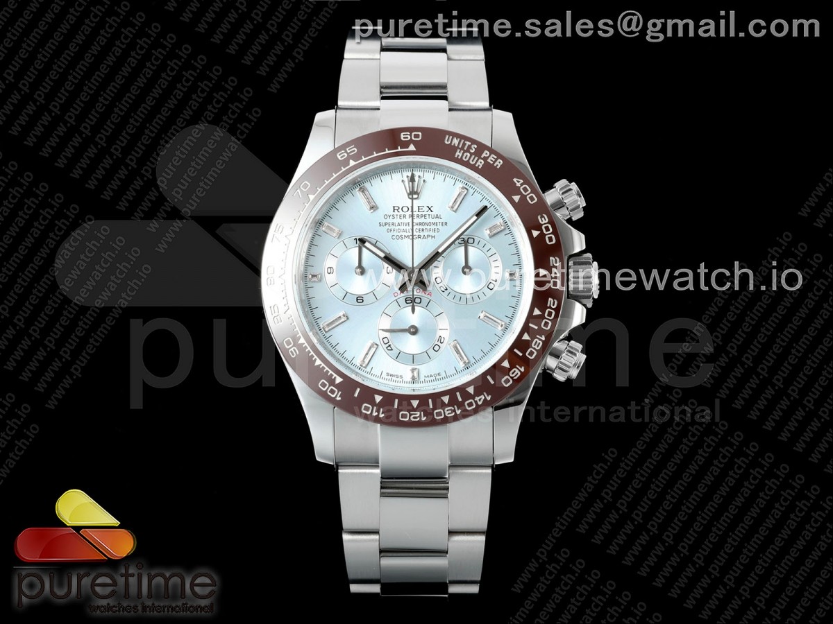 Daytona 116506 3CF Ice Blue Crystal Dial on SS Bracelet SH4130 V2 (Mod Version)