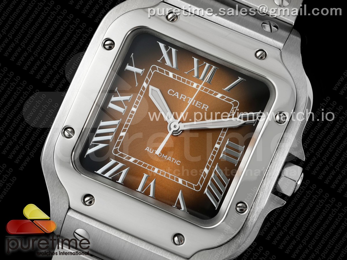 Santos de Cartier 35mm SS BVF Brown Dial on SS SmartLinks Bracelet MIYOTA 9015