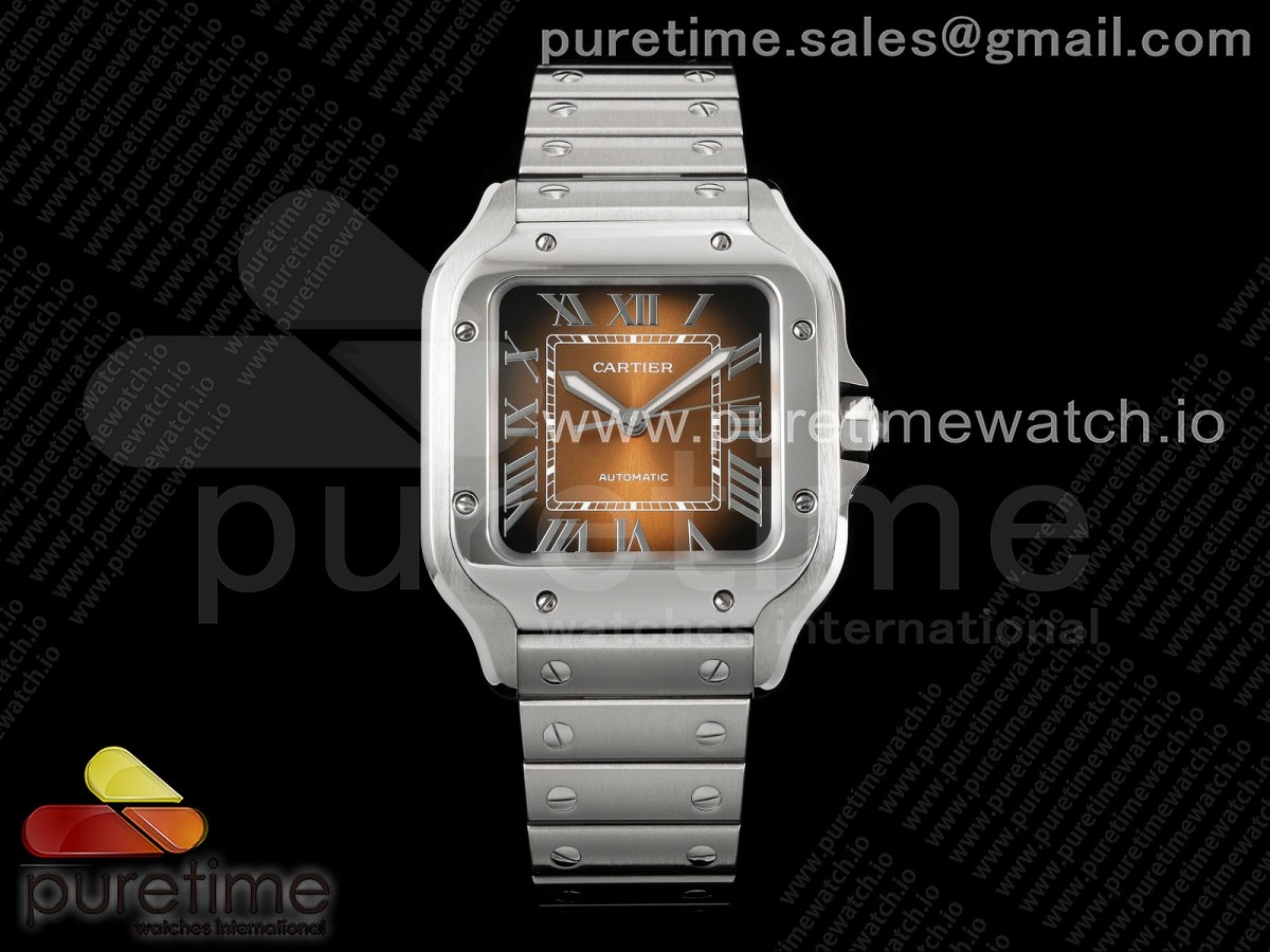Santos de Cartier 35mm SS BVF Brown Dial on SS SmartLinks Bracelet MIYOTA 9015
