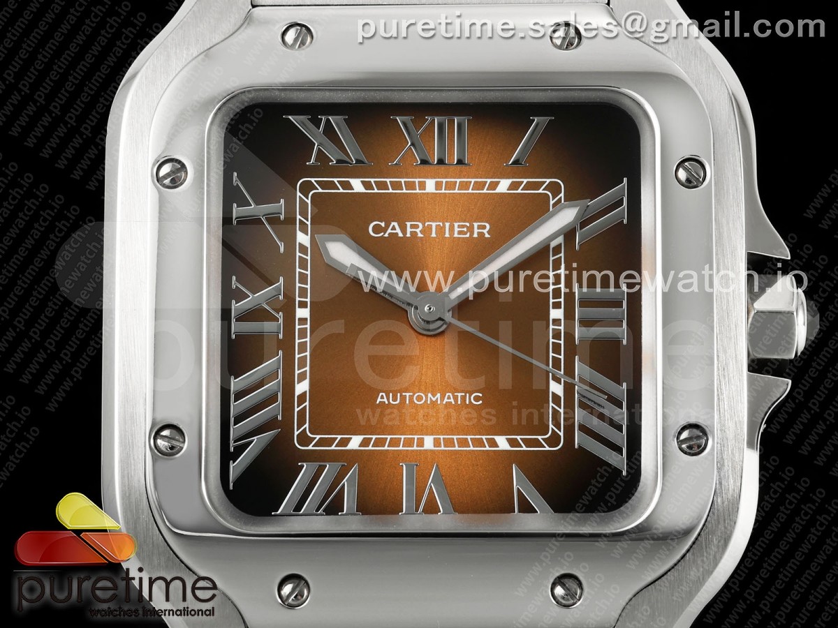 Santos de Cartier 35mm SS BVF Brown Dial on SS SmartLinks Bracelet MIYOTA 9015