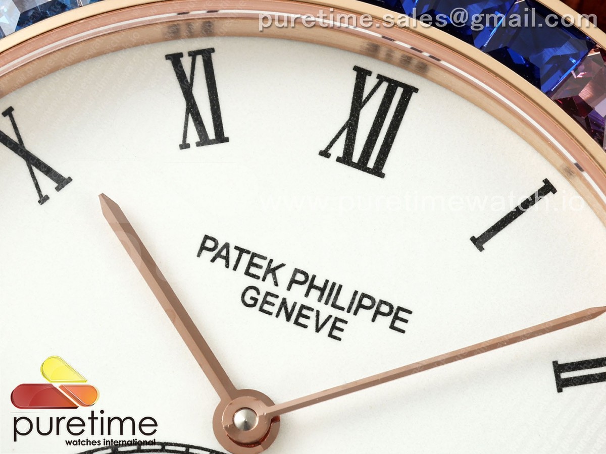 PP Tourbillon RG Rainbow Bezel RMSF Edition White Dial on Brown Leather Strap