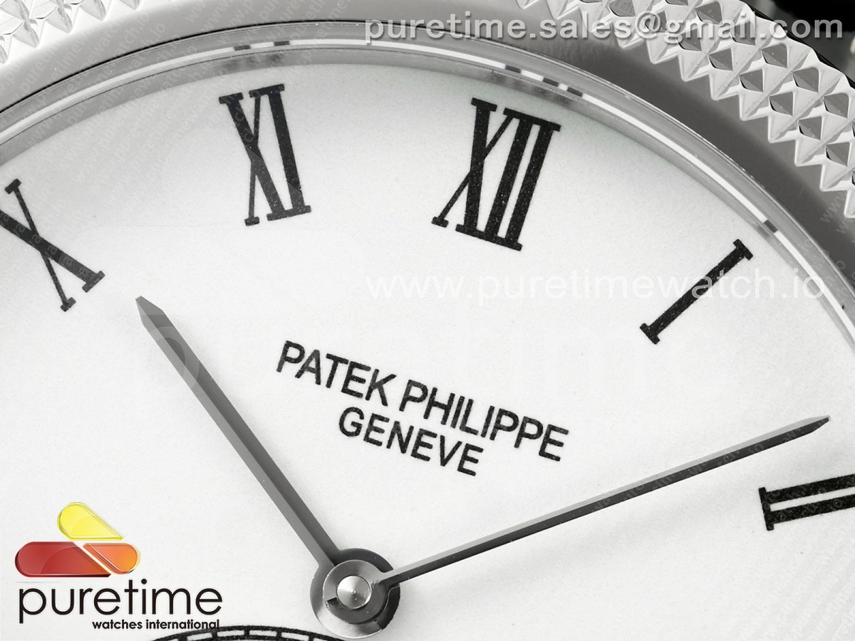PP Tourbillon SS Texuted Bezel RMSF Edition White Dial on Black Leather Strap