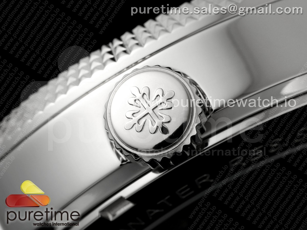 PP Tourbillon SS Texuted Bezel RMSF Edition White Dial on Black Leather Strap